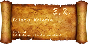Bilszky Koletta névjegykártya